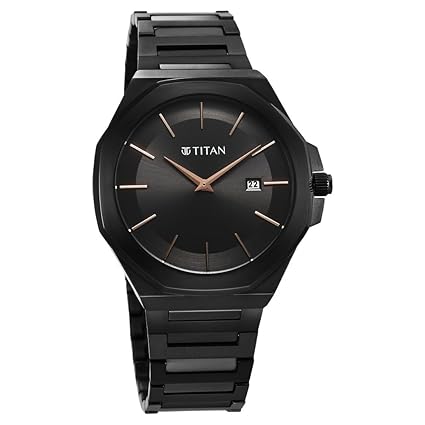Titan Classic Slim Men's Watch Analog Black Dial Black Stainless Steel Band, 90167NM01