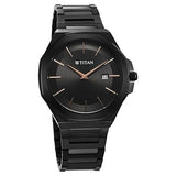 Titan Classic Slim Men's Watch Analog Black Dial Black Stainless Steel Band, 90167NM01