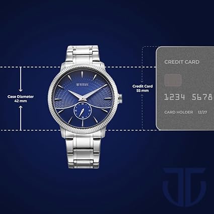 Titan Regalia Men's Watch Analog  Blue Dial with Silver Stainless Steel Band, 1828SM02