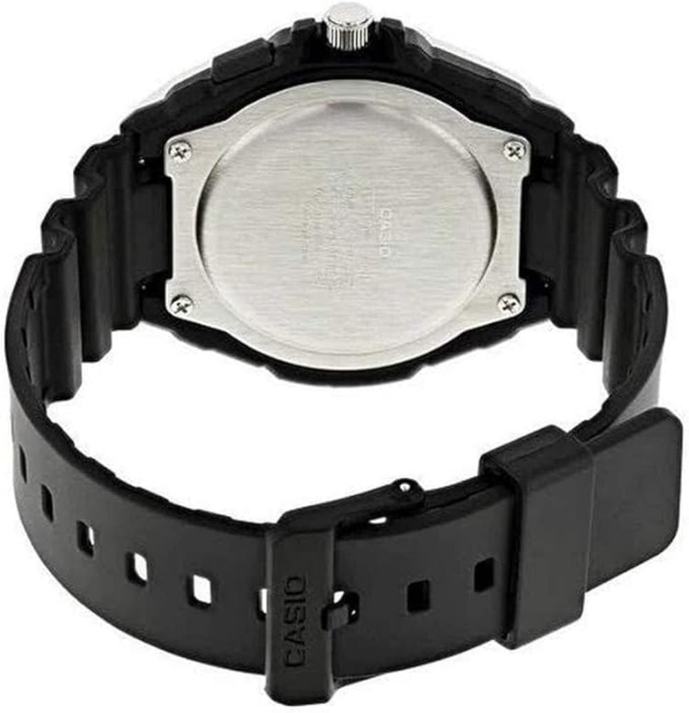 Casio, Menâ€™s Watch Analog, Blue Dial Black Resin Band, MWA-100H-2AVDF