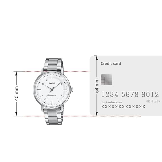 Casio Women's Watch Analog White Dial with Silver Stainless Steel Band, LTP-VT03D-7BDF