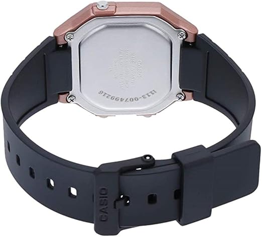 Casio, Menâ€™s Watch Digital, Rose Gold Dial Black Resin Band, W-217HM-5AVDF