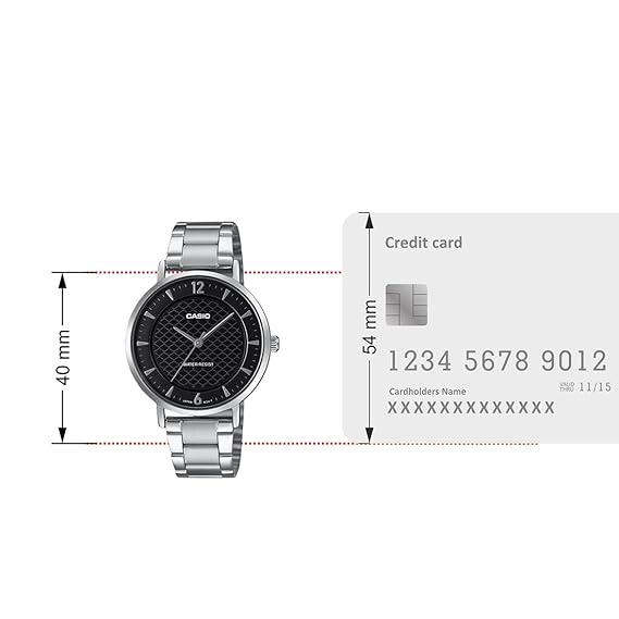 Casio Women's Watch Analog Black Dial with Silver Stainless Steel Band, LTP-VT04D-1ADF