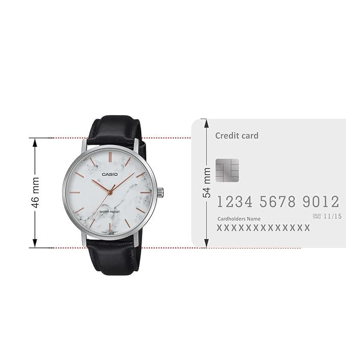 Casio Men's Watch Analog White Dial with Black Leather Strap, MTP-VT01LM-7AUDF