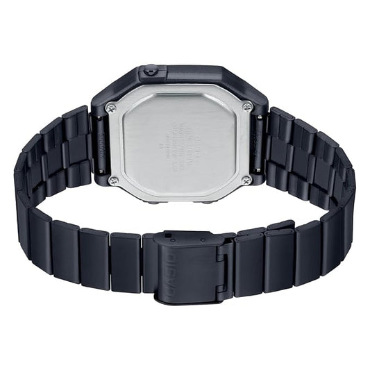 Casio Men's Watch Vintage Collection Digital, Black Dial Black Stainless Steel Strap, B650WB-1BDF
