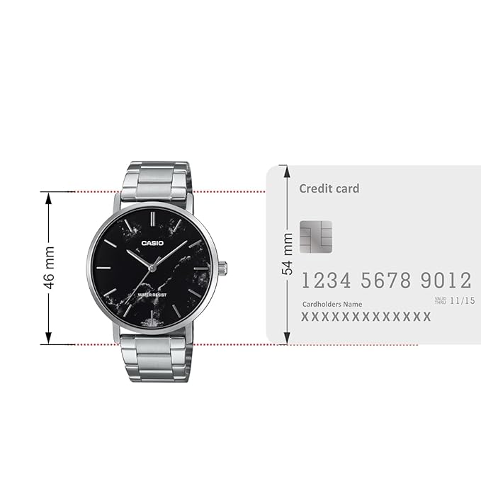 Casio Men's Watch Analog Black Dial with Silver Stainless Steel Band, MTP-VT01DM-1AUDF