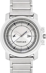 Fastrack Men's Watch Analog, Silver Dial Silver Stainless Steel Strap, 3039SM03