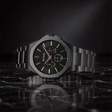 Titan Classic Slim Men's Multifunction Watch Black Dial with Black Stainless Steel Band, 90198NM01