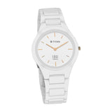 Titan Women's Edge Watch Ceramic Collection, White Dial White Ceramic Strap, 2653QC04
