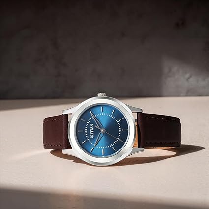 Titan, Men's, Analog Watch, Blue Dial, with Leather Band, TI-1648SL01