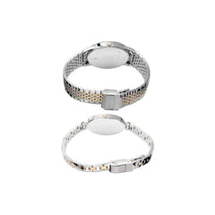 Titan Couple's Watch Classique Collection Analog, Silver & White Dial Silver Stainless Strap, 1773KM01P