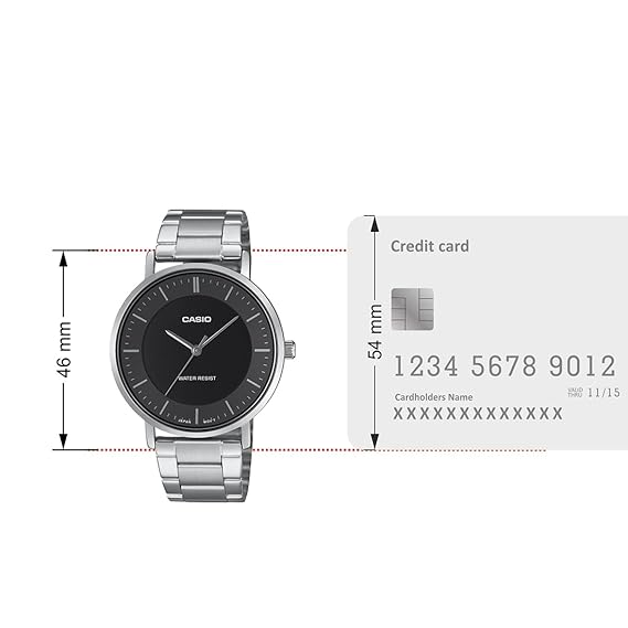 Casio Men's Watch Analog Black Dial with Silver Stainless Steel Band, MTP-VT04D-1EDF