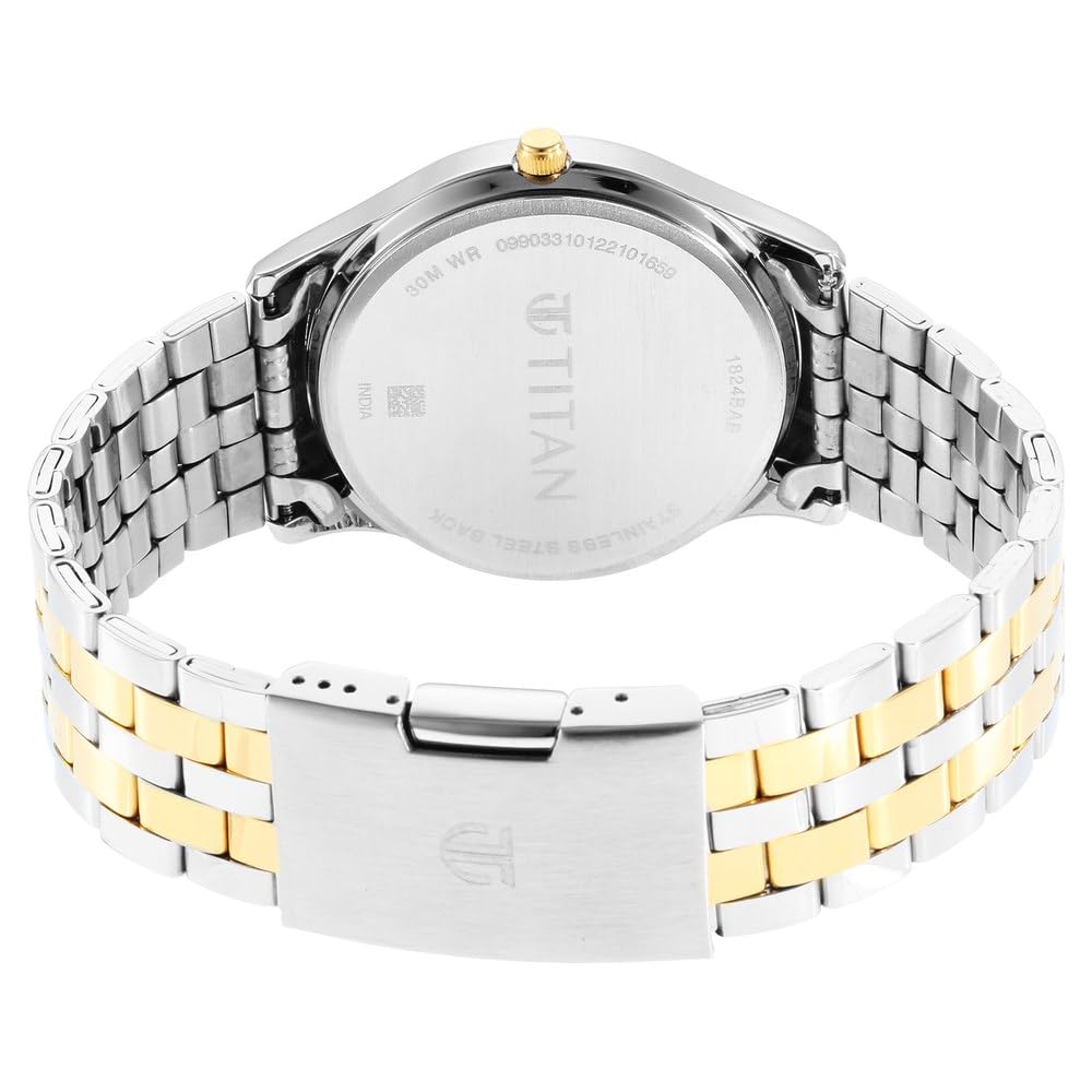 Titan Men's Trendsetter Watch Blue Dial with Two-Toned Stainless Steel Band, 1824BM03