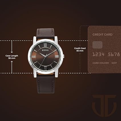 Titan Karishma Zing Men's Watch Analog Brown Dial with Brown Leather Strap, 1644SL01