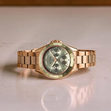Titan Glamour Quartz Women's  Multifunction Green Dial Rose Gold Stainless Steel Strap Watch  95315KM03