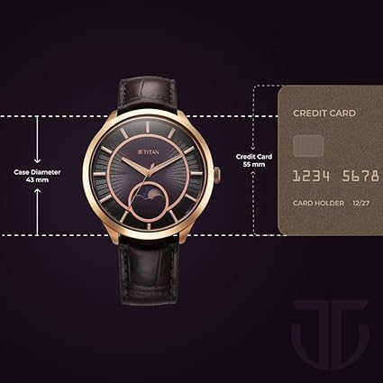 Titan Caelum Sun Moon Sub-Dial in Imperial Purple - Stellar Edition Men's Watch with Purple Leather Strap, 10028WL01