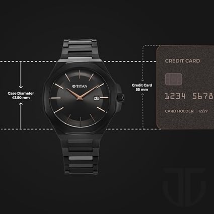 Titan Classic Slim Men's Watch Analog Black Dial Black Stainless Steel Band, 90167NM01