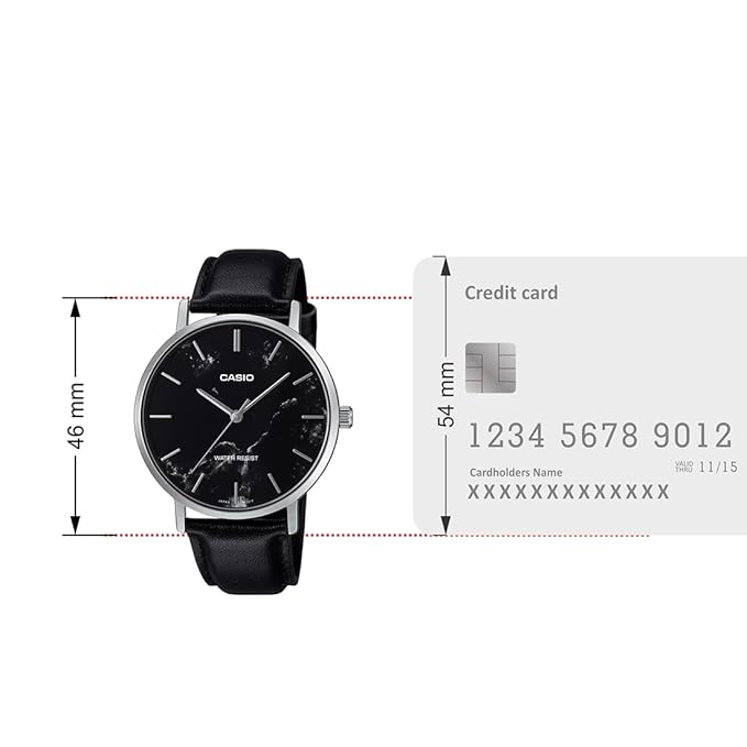 Casio Men's Watch Analog Black Dial with Black Leather Strap, MTP-VT01LM-1AUDF
