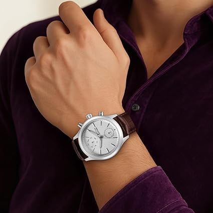 Titan Sapphire Men's Multifunction Watch Analog White Dial with Brown Leather Strap, 1874SL03