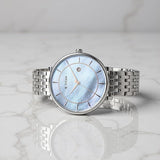 Titan Workwear Women's Watch Analog Mother of Pearl Dial With Silver Stainless Steel Band, 2673SM01