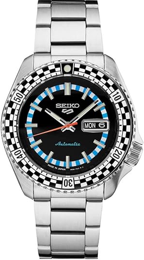 SEIKO 5 Automatic Men's Watch with day and date display and Black Dial and Silver Stainless Steel Strap,SRPK67K
