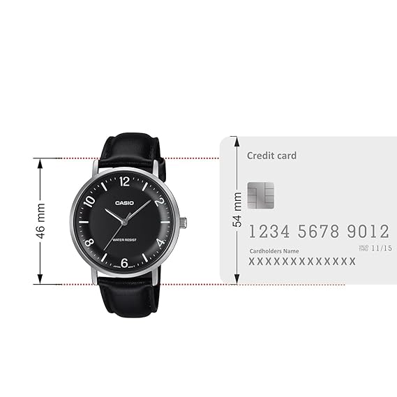 Casio Men's Watch Analog Black Dial with Black Leather Strap, MTP-VT03L-1BDF