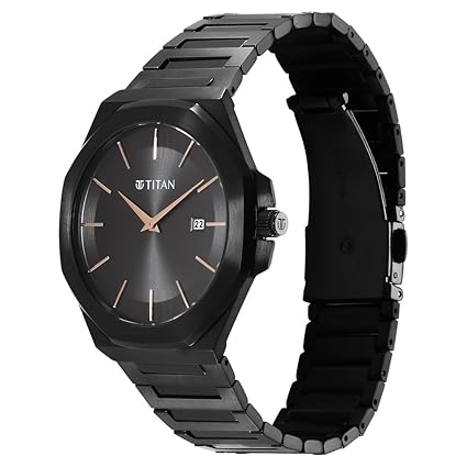 Titan Classic Slim Men's Watch Analog Black Dial Black Stainless Steel Band, 90167NM01