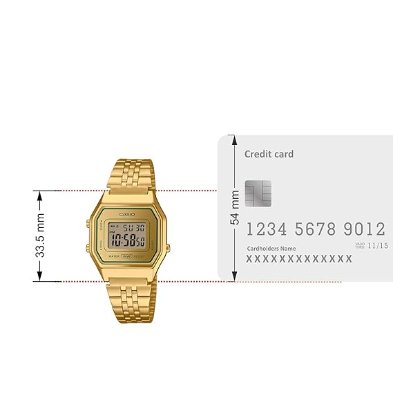 Casio Vintage Women's Watch Digital Dial with Gold Stainless Steel Band, LA680WEGV-9ADF