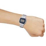 Casio Unisex Watch Digital Navy Blue Dial with Silver Stainless Steel Strap, ABL-100WE-2ADF