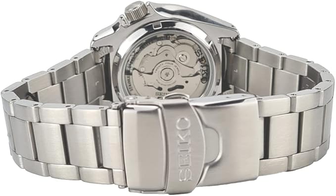Seiko 5 Arabic Dial Men's Automatic Watch Analog Black Dial with Silver Stainless Steel Band, SRPH47K