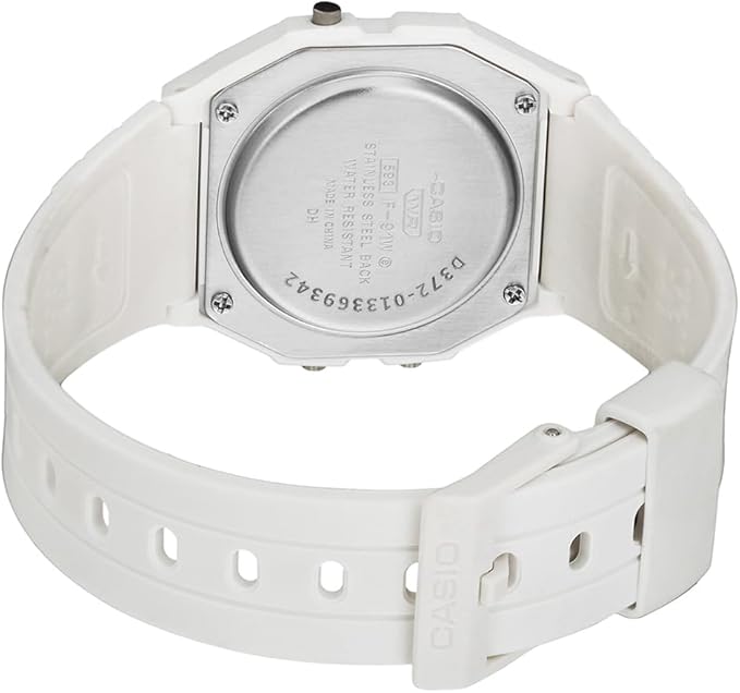 Casio Unisex Watch Digital Dial with White Resin Band, F-91WB-7ADF