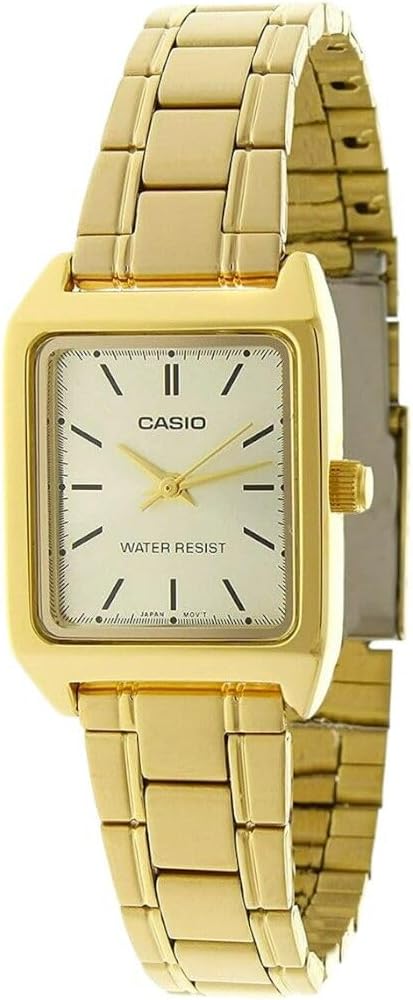 Casio Women's Watch Analog, Champagne Dial Gold Stainless Steel Strap, LTP-V007G-9EUDF