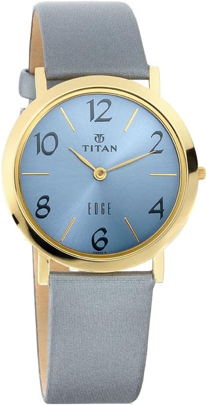 Titan X Naelofar Unisex Edge Watch Analog Blue Dial With Grey Leather Strap, 679YL14