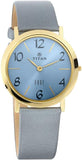 Titan X Naelofar Unisex Edge Watch Analog Blue Dial With Grey Leather Strap, 679YL14