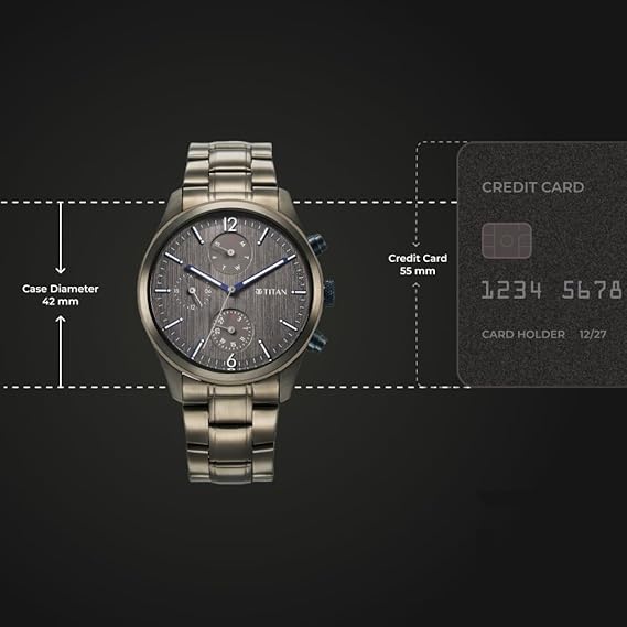 Titan Neo Splash Men's Multifunction Watch Analog Anthracite Dial With Grey Stainless Steel Band, 1805KM07