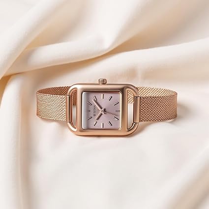 Titan Horizon Women's Watch Analog Pink Dial with Rose Gold Mesh Band, 95298WM01