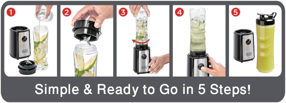 Black+Decker, 300W Personal Compact Sports Blender Smoothie Maker, SBX300