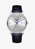 Lee Cooper Men's Analog Watch with Silver Dial and Dark Blue Leather Band, LC08379.339