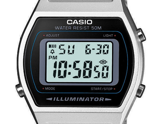 Casio Unisex Watch Vintage Collection Digital, Black Dial Silver Stainless Steel Strap, B640WD-1AVDF