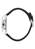 Lee Cooper Men's Multifunction Watch with Silver Dial and Black Silicone Band, LC08399.331
