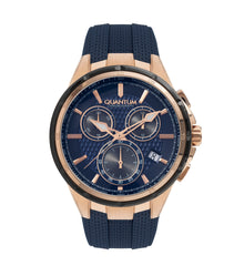 Quantum Men's Chronograph Watch Analog Blue Dial with Blue Silicone Band, PWG953.069