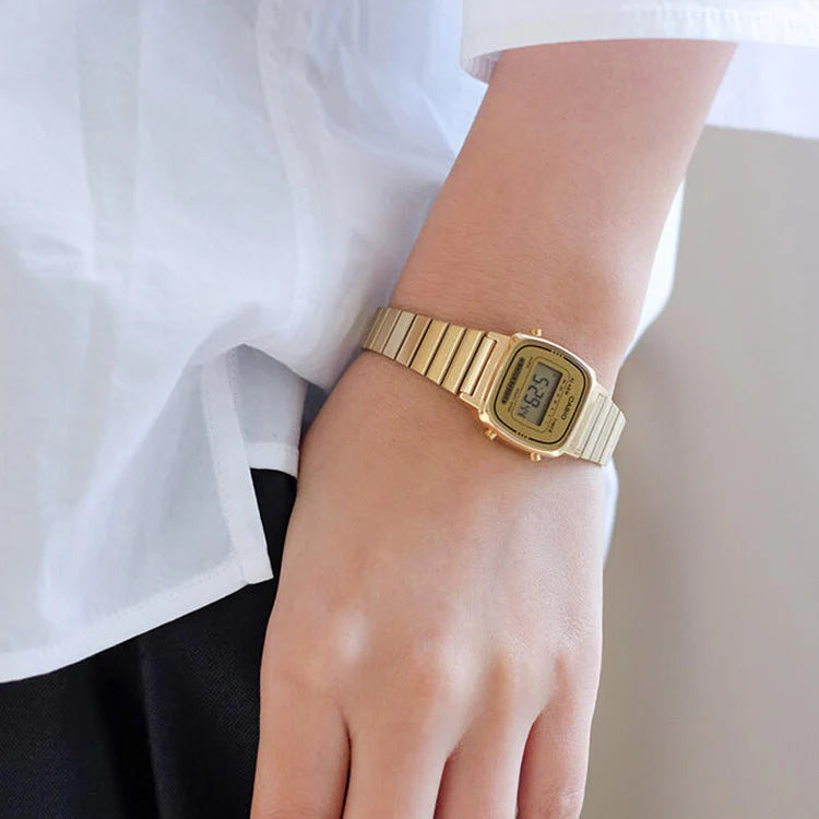 Casio Women's Watch Digital, Gold Dial Gold Stainless Steel Strap, LA670WGA-9DF product image