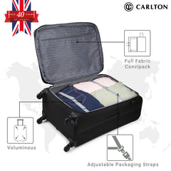 Carlton Apache Plus 55cm 4 Wheel Soft Trolley Black, APACHEPLUS55BLK