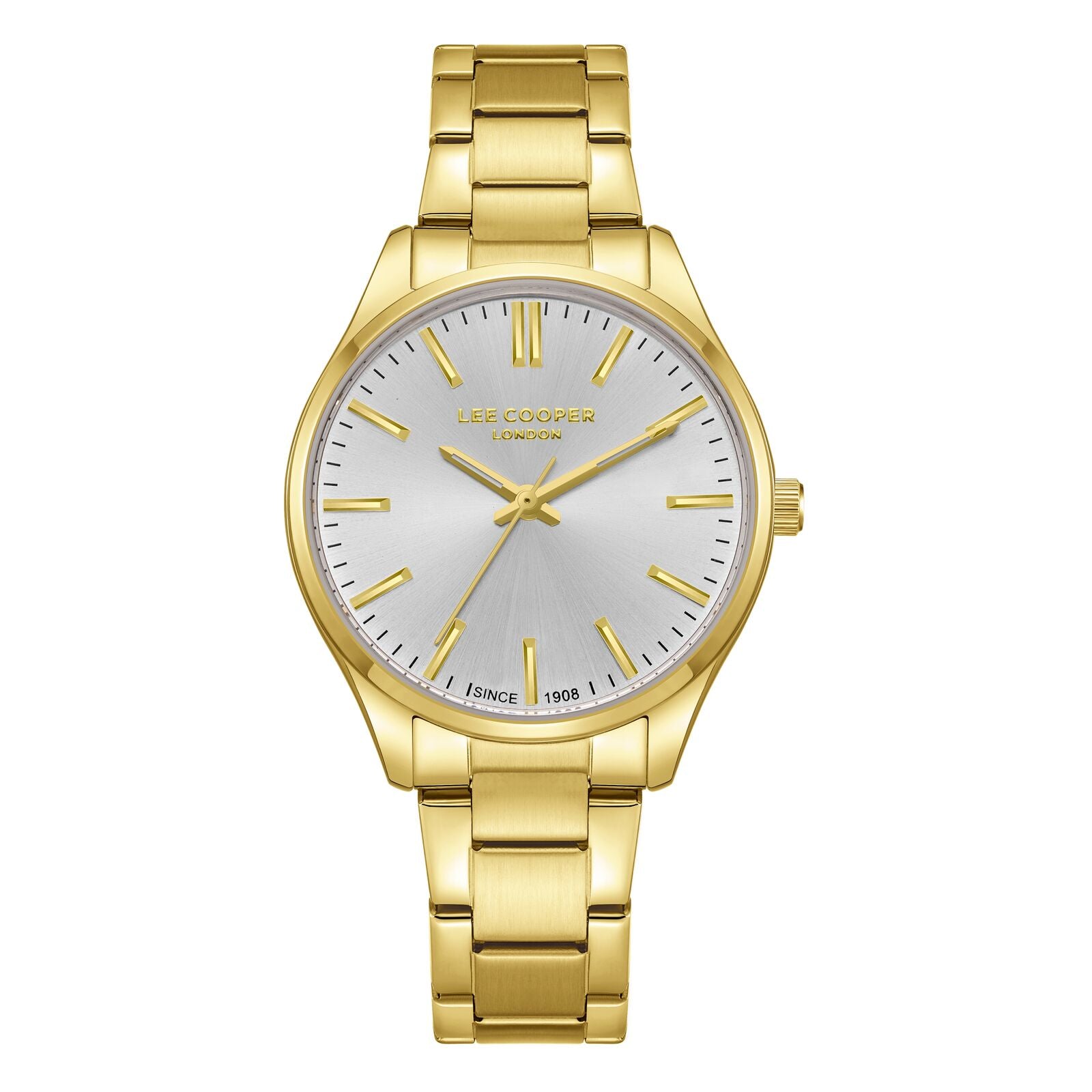 Lee Cooper Women's Watches Analog Silver Dial with Gold Stainless Steel Band, LC08011.130