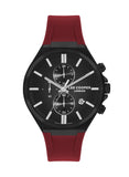 Lee Cooper Men's Multifunction Watch Analog, Black Dial Red Silicone Strap, LC07854.658 