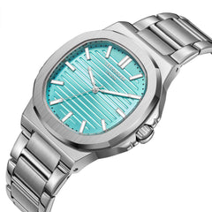 Lee Cooper Men's Watch Analog Tiffany Blue Dial with Silver Stainless Steel Band, LC08016.300