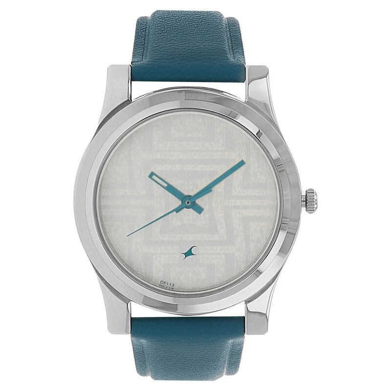 Fastrack, Women’s Watch Analog, Silver Dial Blue Leather Strap, 6046SL04