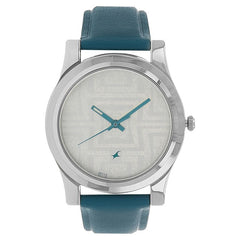 Fastrack, Women’s Watch Analog, Silver Dial Blue Leather Strap, 6046SL04