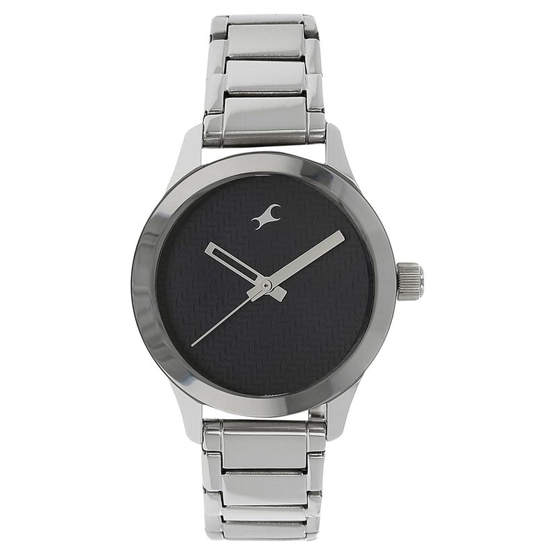 Fastrack, Women's Watch Analog, Black Dial Silver Stainless Steel Strap, 6078SM04