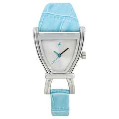 Fastrack, Women's Watch Analog, White Dial Blue Leather Strap, 6095SL01